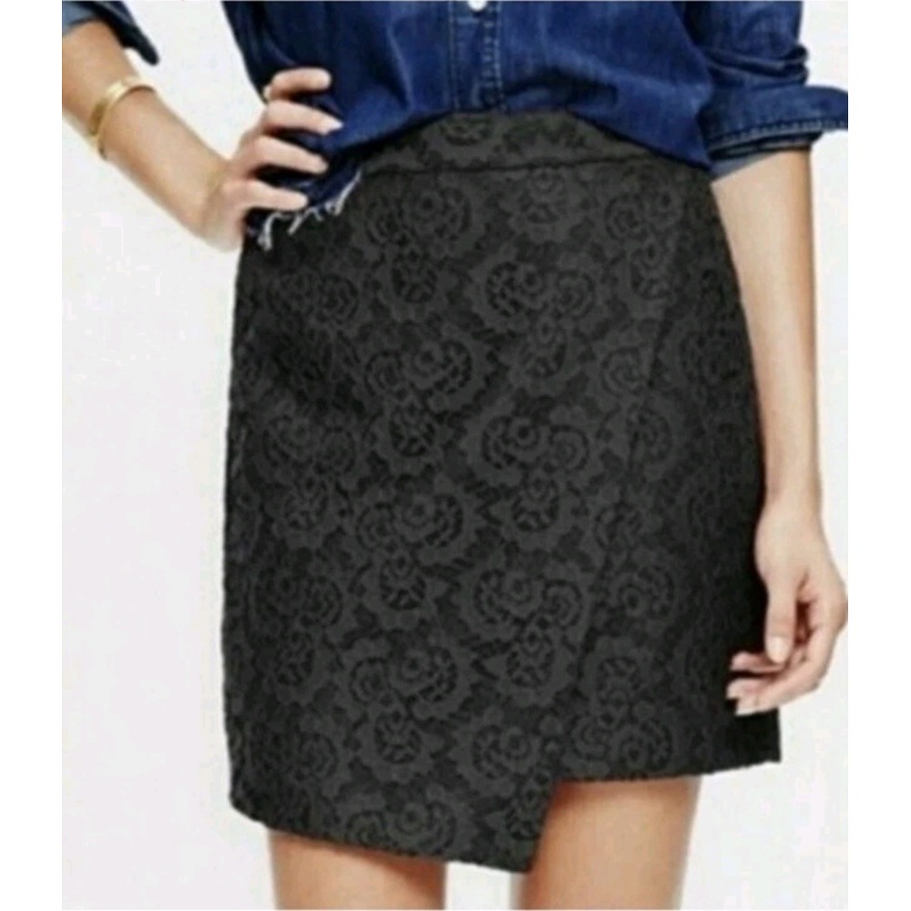 Madewell Black‎ Lace Overlay Asymmetrical A Line Skirt Size 8 NWOT $110